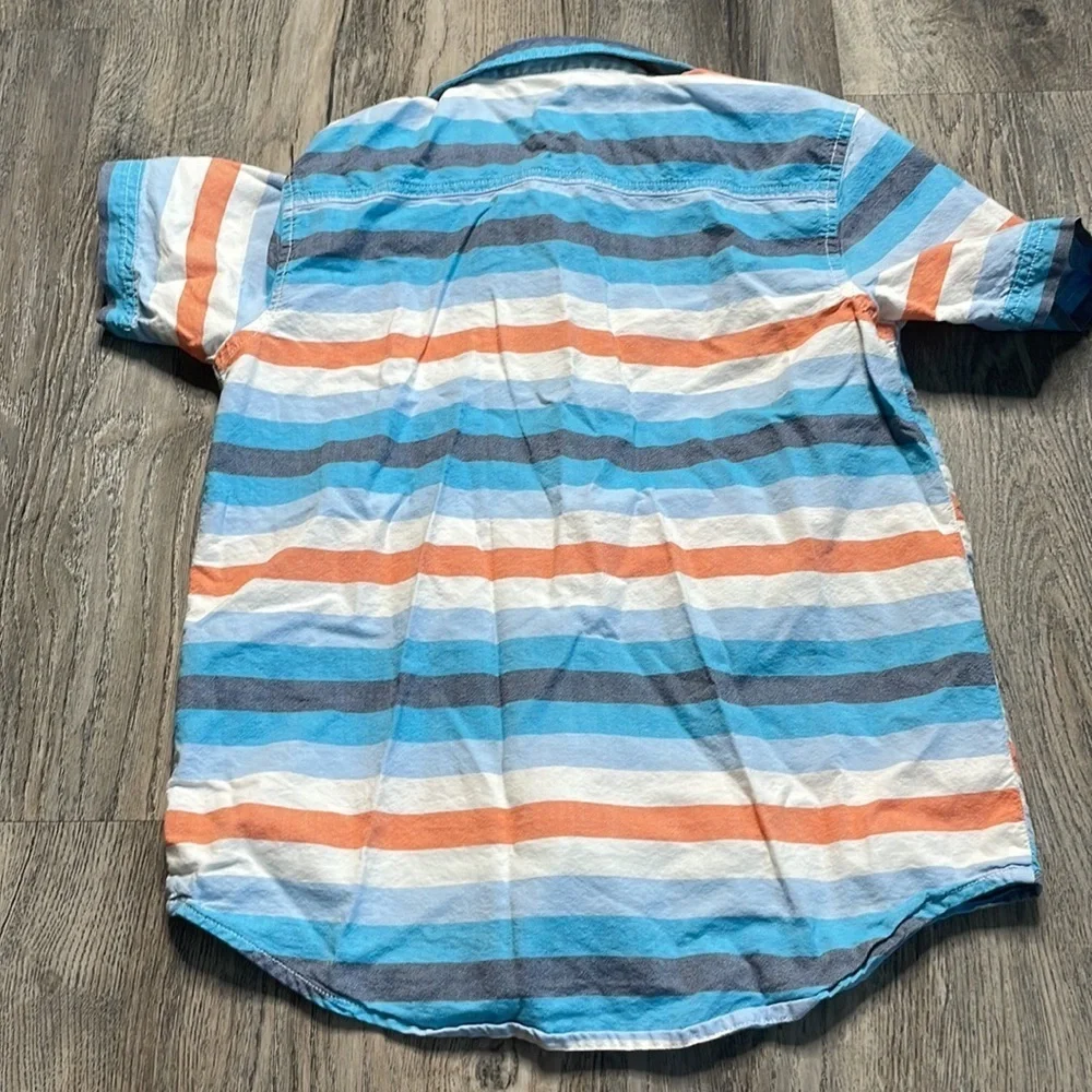 Crazy 8 Boys Striped Blue Orange White Button Down Shirt, size Large 10/12 - Picture 5 of 5